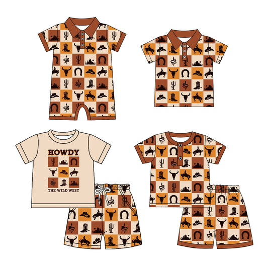 4.24 custom each style moq 5eta 4-6week Sibling Sister cow head hats catcus baby boy sets 1 and sets 2 and boy rompers and top match family design