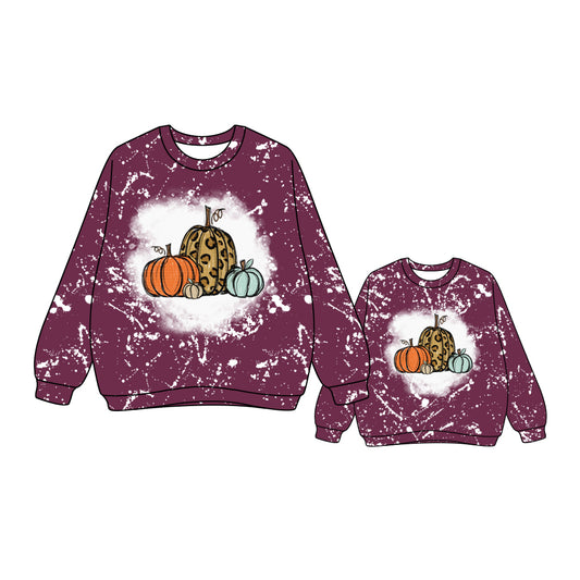 25.7.7 custom each style moq 5eta 4-6week Sibling Sister pumpkin long sleeve top and adult top match design