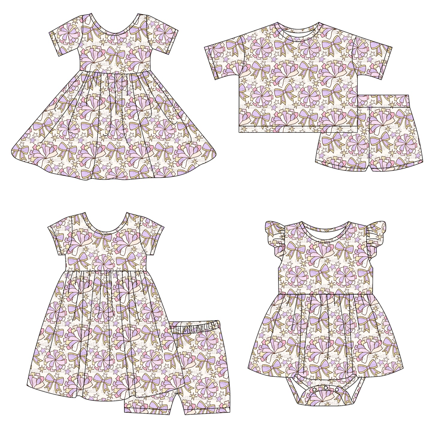 4.14 custom each style moq 5eta 4-6week Sibling Sisters bow floral baby girl short sleeve shorts sets 1 and sets 2 and dress and rompers match family design