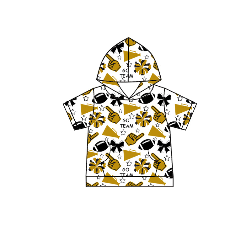 Custom moq 5 each style summer teams baby girls clothes team khaki hooded long sleeve tops and short sleeve top and dress and shorts-25.6.12