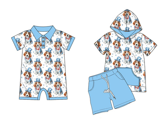 25.12.26 custom each style moq 5 eta 6-8week Sibling Sister puppy baby boy short sleeve shorts sets and romper match design