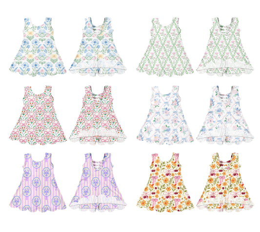 25.6.4 custom each style moq 5eta 4-6week Sibling Sister baby girl long sleeve dress 1 and dress 6 match design