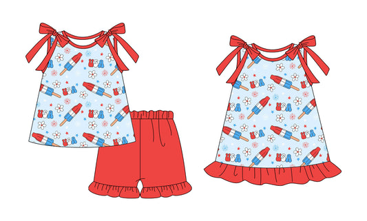 25.12.13 custom each style moq 5 eta 6-8week Sibling Sister floral USA baby short sleeve shorts sets and dress match design