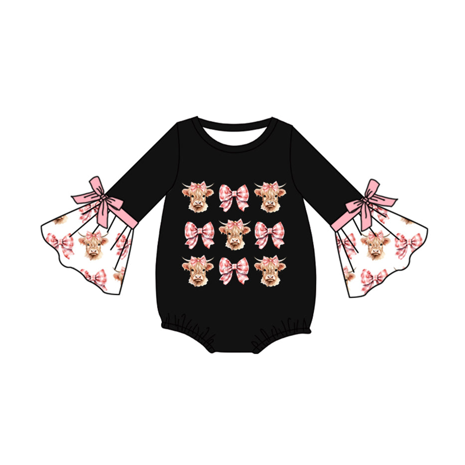 8.28 custom each style moq 5eta 4-6week Sibling Sister alpine head bow black baby girl sets and dress and rompers match family design