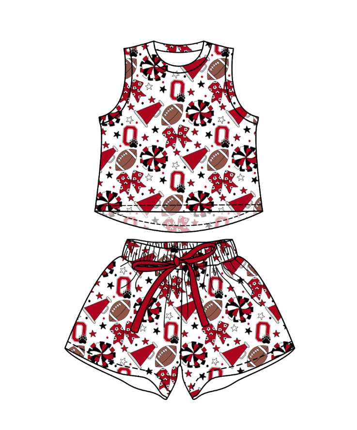 Custom moq 5 mix size milk silk summer teams Baby Girls Stars Bows Vests Top Short Yoga Active Clothes Set for Kids