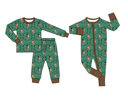25.6.10 custom each style moq 5eta 4-6week Sibling Sisters duck green baby boy long sleeve pants sets and rompers match family design