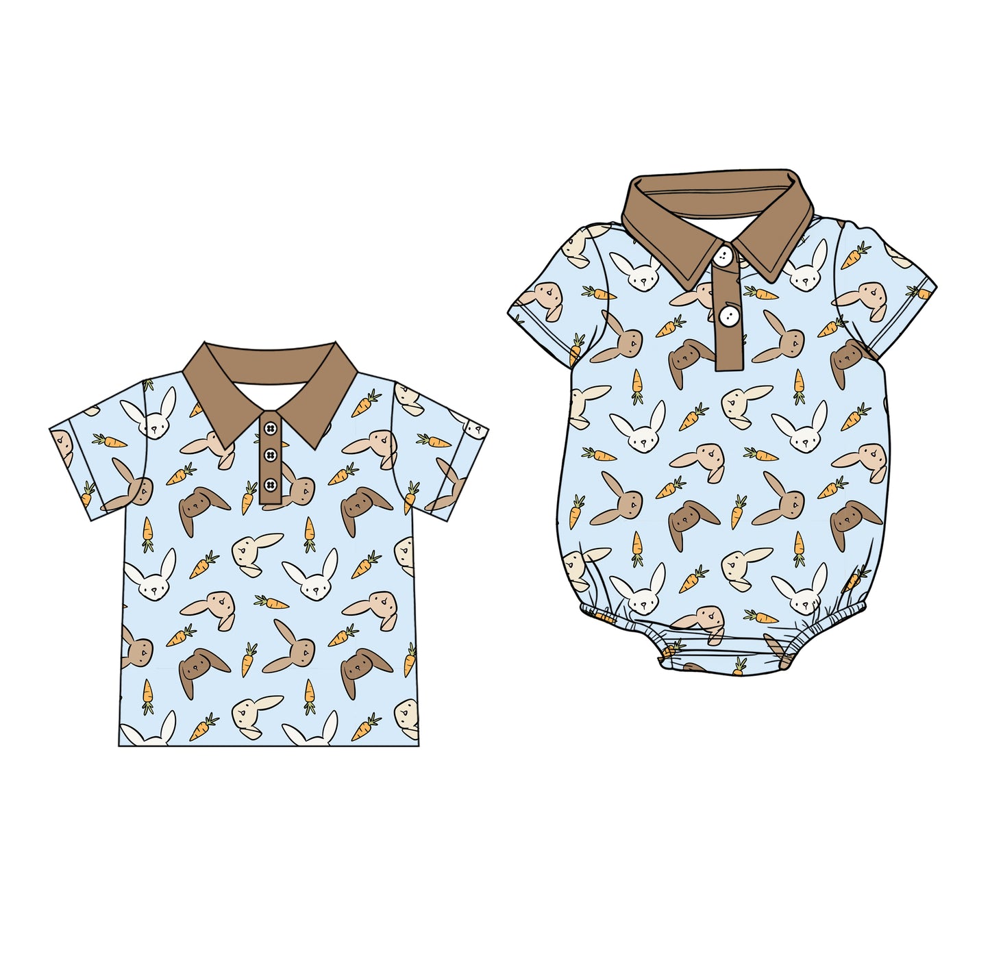 25.12.17 Custom each style moq 5 eta 6-8 week Sibling Sister bunny baby boy short sleeve top and rompers match family design