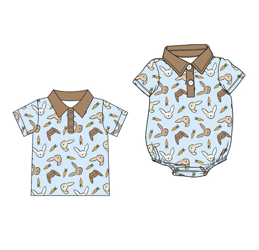 25.12.17 Custom each style moq 5 eta 6-8 week Sibling Sister bunny baby boy short sleeve top and rompers match family design
