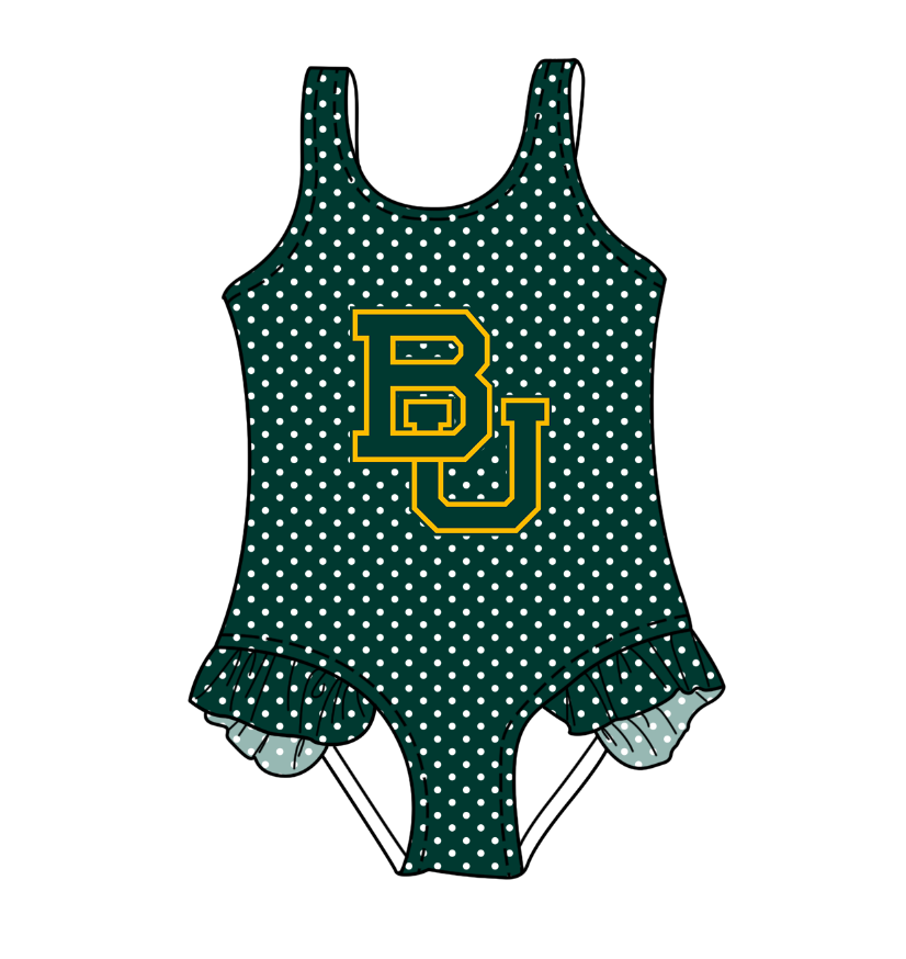 Custom moq 5 mix size milk silk summer teams Green Baby Girl Sleeveless Polka Dot Lace Onesie Swimsuit Cute Summer Beachwear for Little Girls