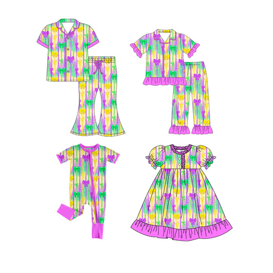 25.9.18 custom each style moq 8 eta 6-8week Sibling Sister bow baby short sleeve pants seta and dress and romper and adult set match design