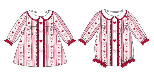 25.9.17 custom each style moq 8 eta 6-8week Sibling Sisters love bow baby girl long sleeve dress and rompers match family design