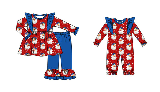 25.6.11 custom each style moq 5eta 4-6week Sibling Sisters Christmas baby girl long sleeve pants sets and rompers match family design