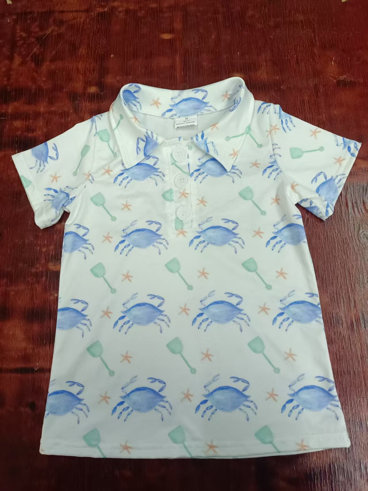 Custom moq 3 eta 6-7weeks baby kids clothes crab short sleeve shirt