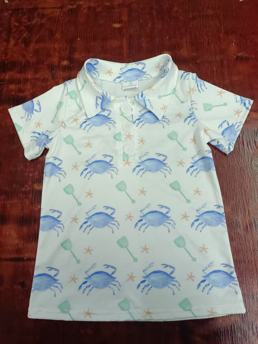 Custom moq 3 eta 6-7weeks baby kids clothes crab short sleeve shirt