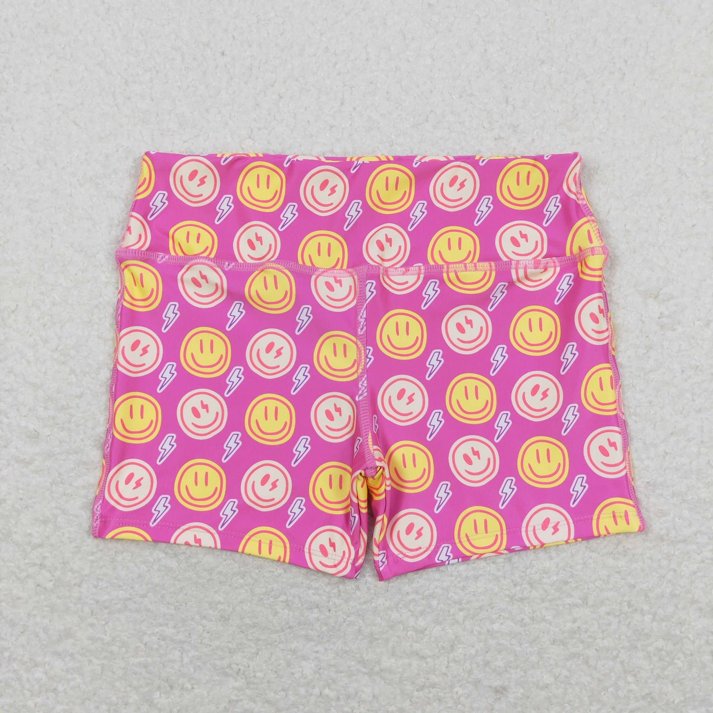 rts no moq SS0217 Smiley Lightning Rose Red Shorts