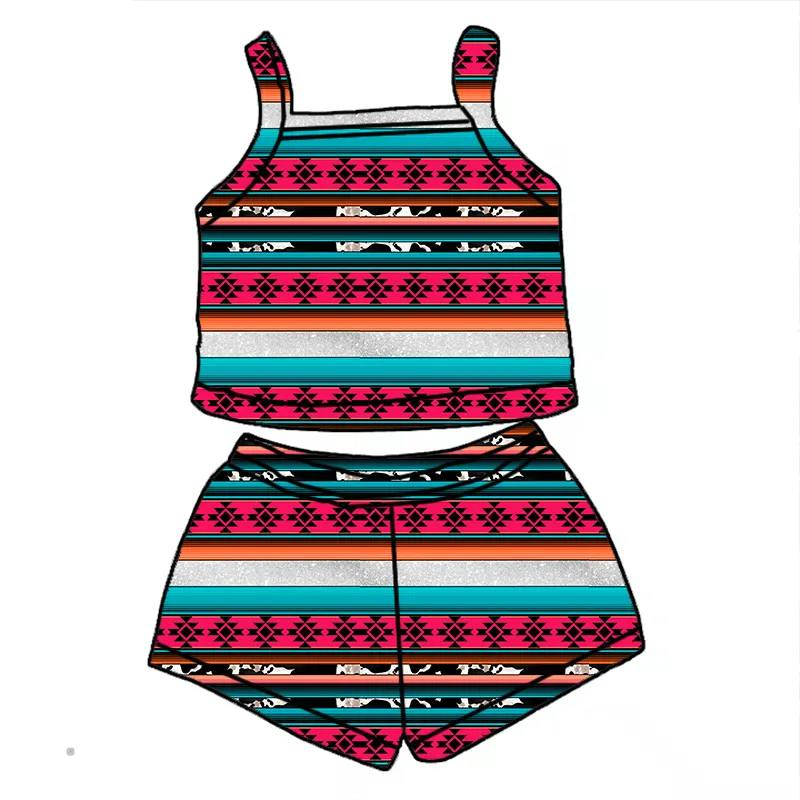 Custom summer baby girls clothes short sleeve shorts set