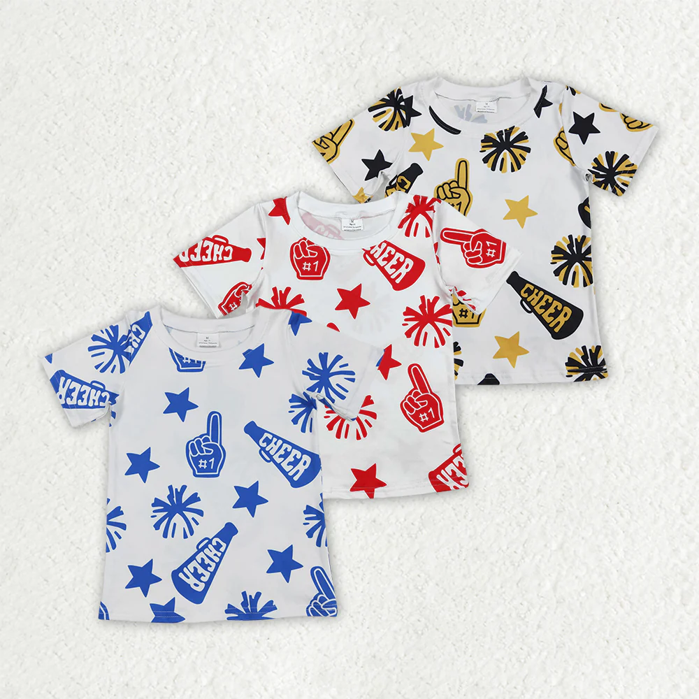 RTS NO MOQ baby girl clothes cheers short-sleeved tops
