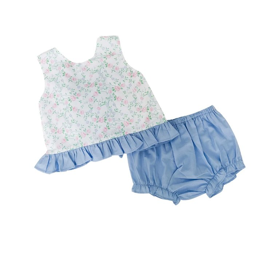 5.10custom each style moq 5eta 4-5week small floral prints blue top and shorts