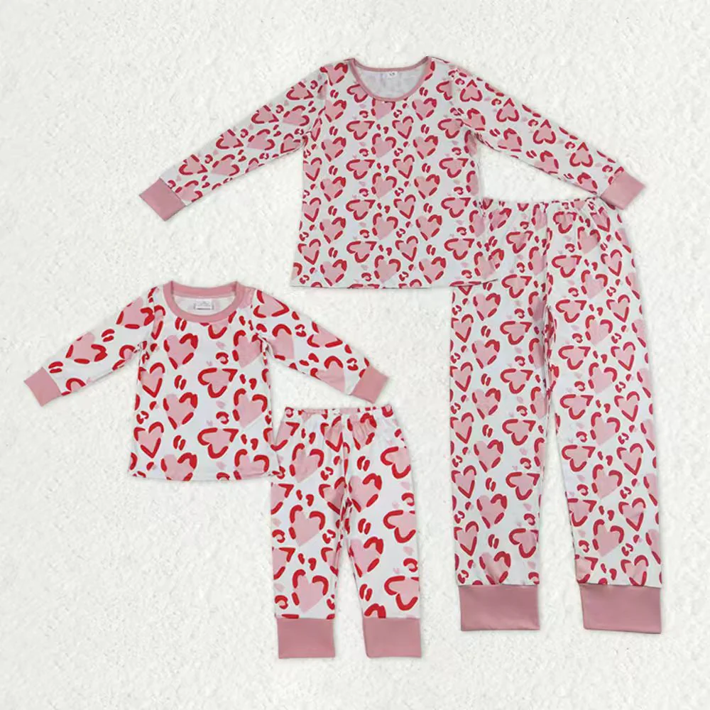 RTS NO MOQ Sibling baby girl clothes leopard long-sleeved pants suits and adult sets