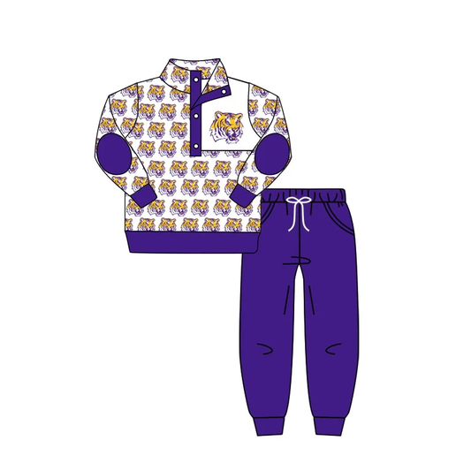 Custom moq 5 mix size milk silk summer teams baby girls clothes purple long sleeve pants sets 2-25.8.1