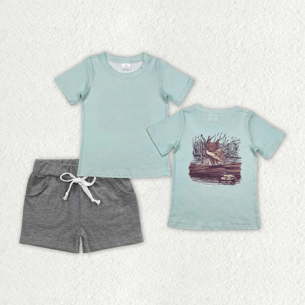 RTS NO MOQ Sibling Baby boy clothes duck camouflage Short Sleeve shorts Suits