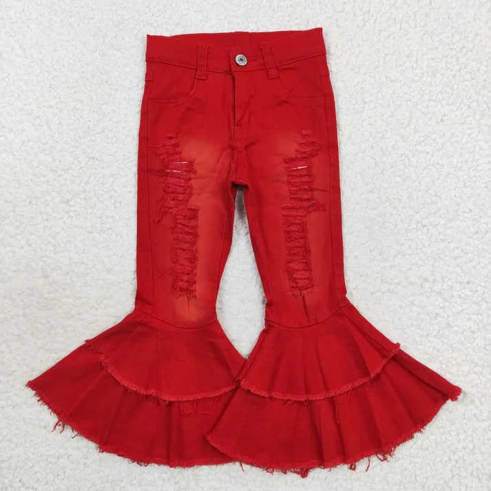 RTS NO MOQ Sibling Baby Girls Clothes Jeans: Flared & Ripped