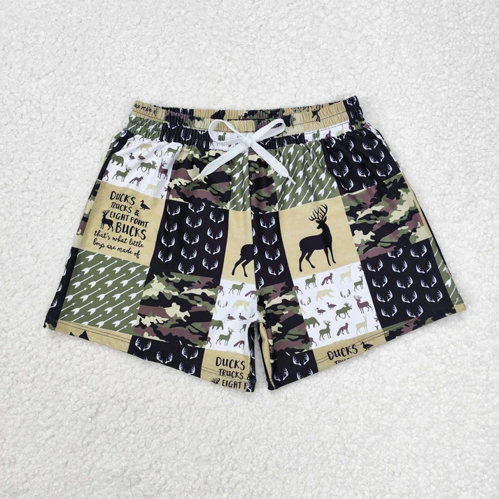 RTS NO MOQ baby boy clothes camouflage horse summer swim trunks