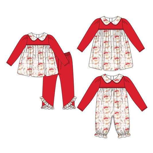 25.6.10 custom each style moq 5eta 4-6week Sibling Sisters Christmas baby girl long sleeve pants sets and dress and rompers match family design