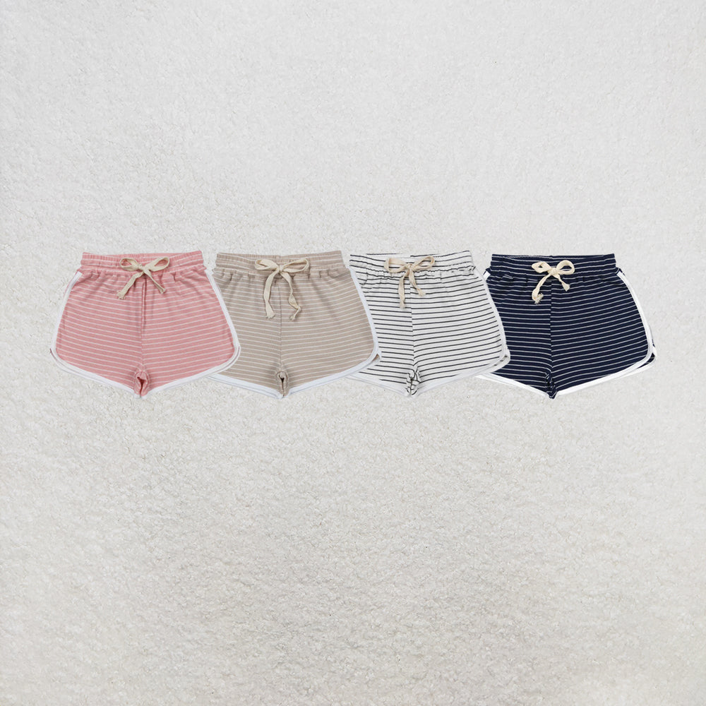 RTS NO MOQ Sibling Baby Girls Stripes Summer Sports Design Shorts