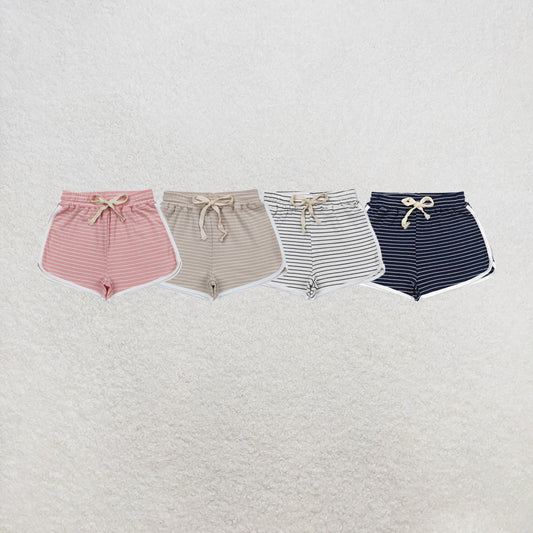 RTS NO MOQ Sibling Baby Girls Stripes Summer Sports Design Shorts