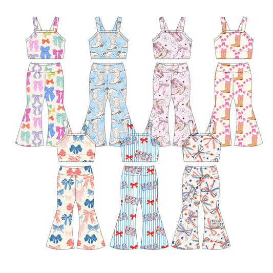 3.26 custom each style moq 5eta 4-6week Sibling Sisters baby girl short sleeve pants sets and sets 7 match family design