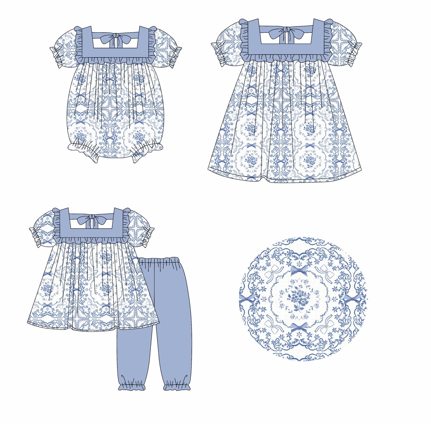 25.10.13 custom each style moq 5 eta 6-8week Sibling Sisters bow floral baby girl short sleeve pants sets and dress and rompers match family design