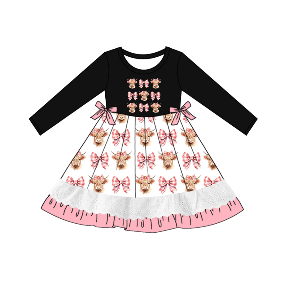 8.28 custom each style moq 5eta 4-6week Sibling Sister alpine head bow black baby girl sets and dress and rompers match family design