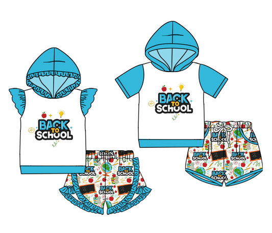 4.17 custom each style moq 5eta 4-6week Sibling Sister back to school baby boy short sleeve set 1 and set 2 match design