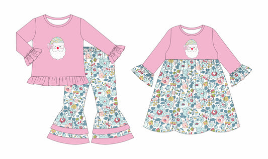 25.7.23 custom each style moq 5eta 4-6week Sibling Sisters Christmas baby girl long sleeve pants sets and dress match family design