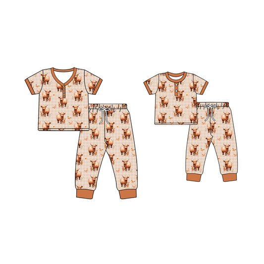 4.28 custom each style moq 5eta 4-6week Sibling Sister short sleeve pants sets and adult sets match design
