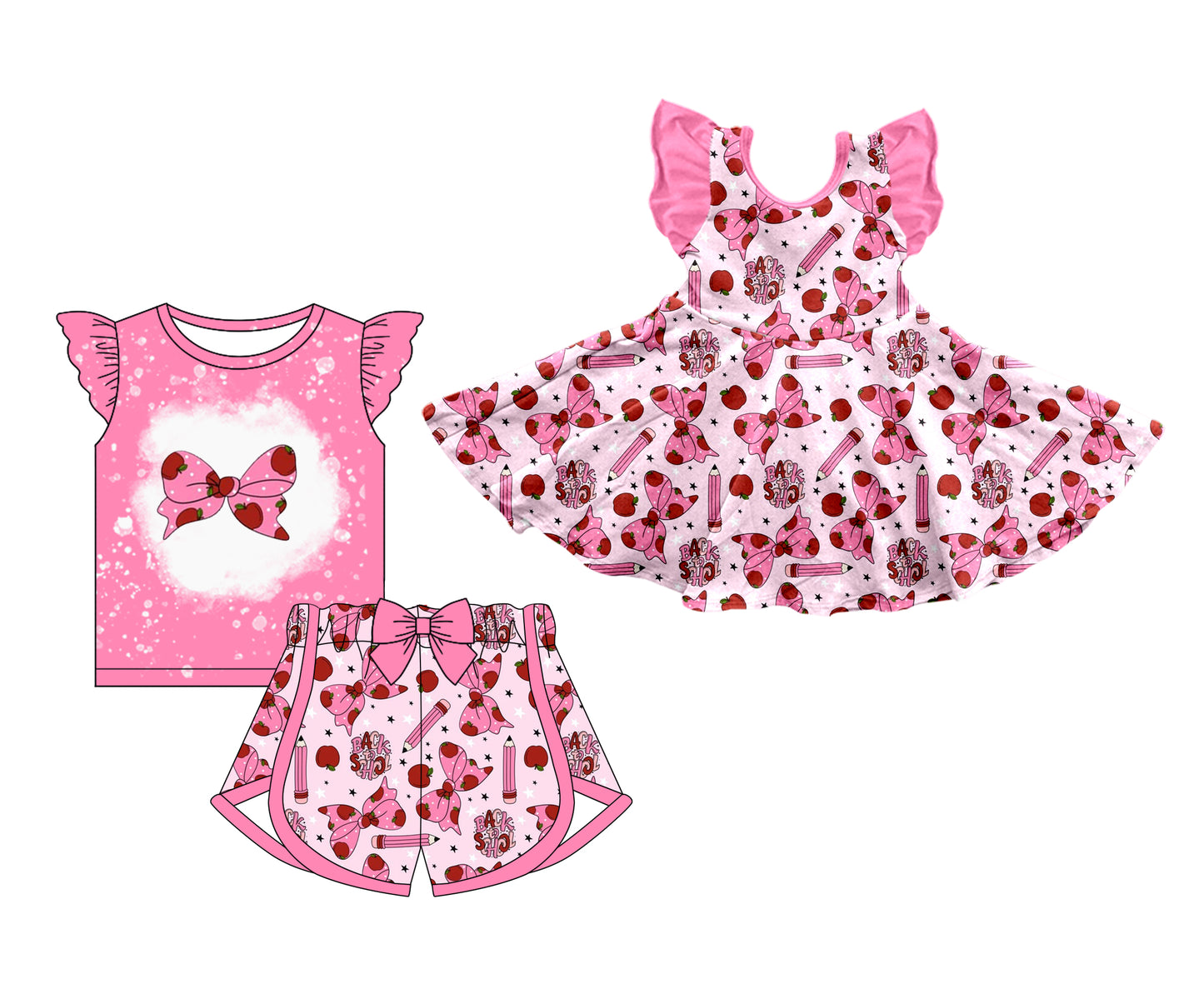 11.30 custom each style moq 5eta 4-6week Sibling Sister pencil floral pink baby girl short sleeve shorts sets and dresses match design