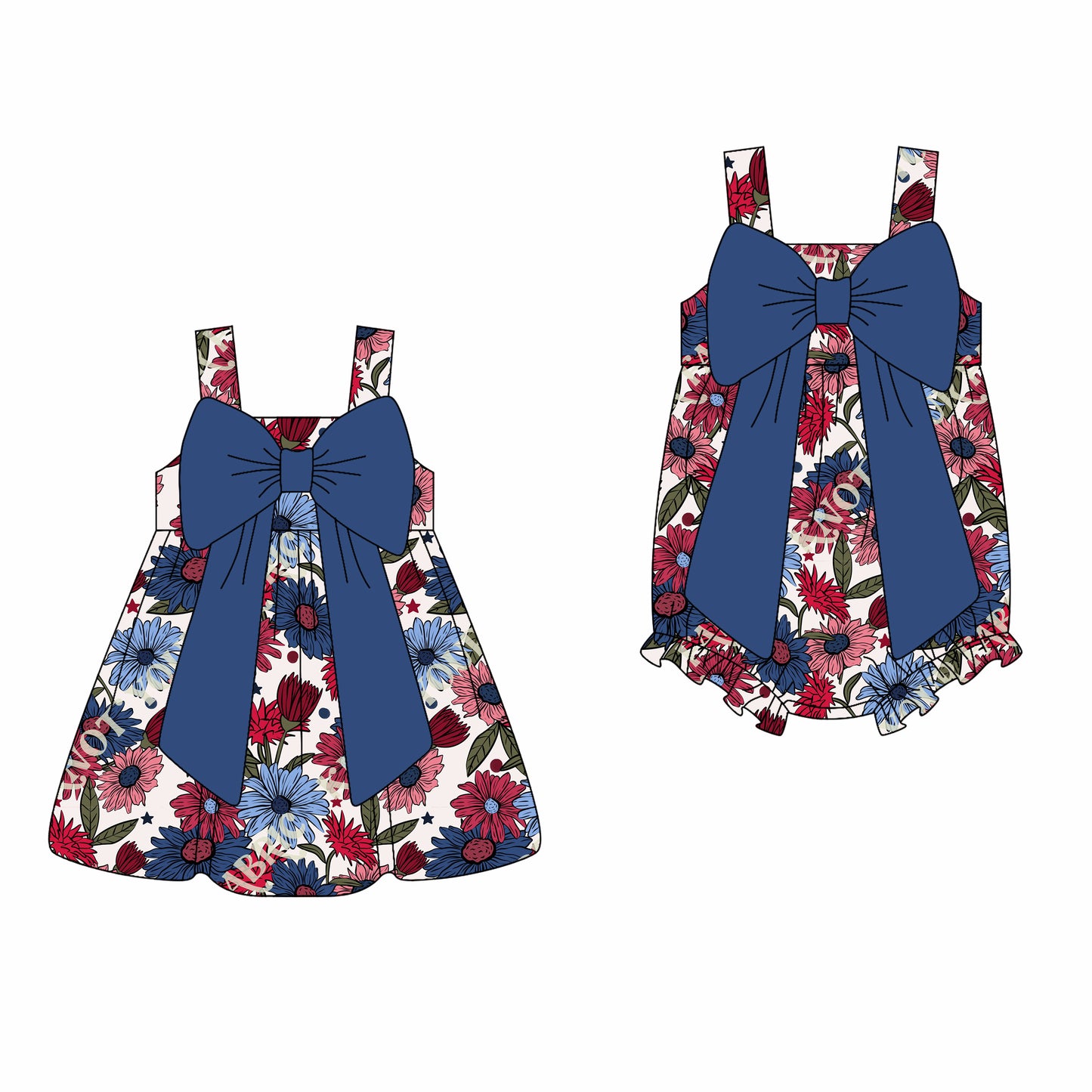 2.22 custom each style moq 5eta 4-6week Sibling Sister floral baby girl short sleeve dress and rompers match family design