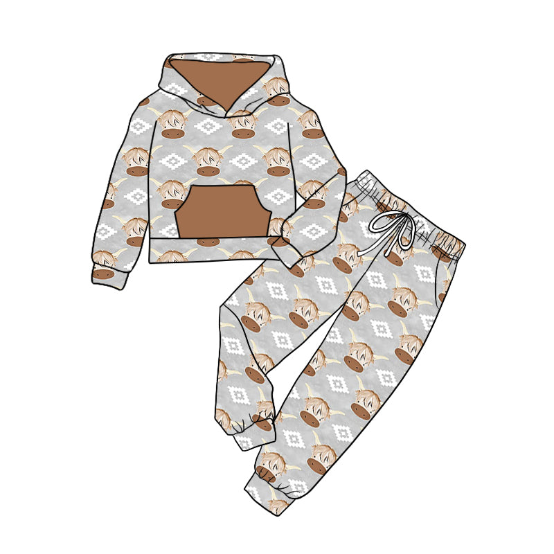 9.7 custom each style moq 5eta 4-6week baby boy clothes cow head hooded long sleeve pants sets