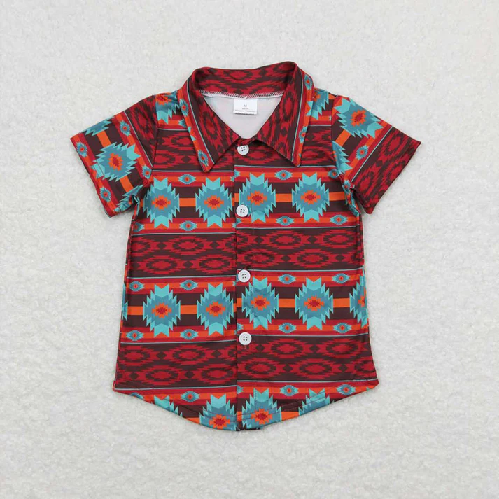 RTS Baby Boys Western Summer Sibling Button Ups Short Sleeve Shirts Tops