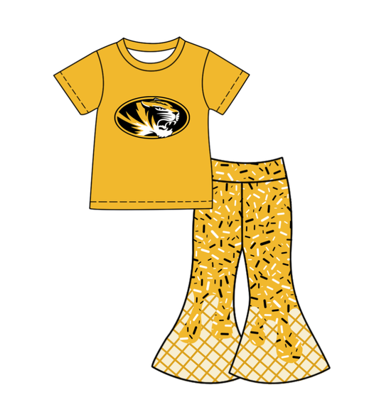 Custom moq 5 mix size milk silk summer teams baby girls clothes yellow short sleeve pants sets-25.11.25