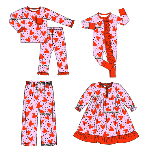 25.9.12 custom each style moq 5eta 4-8week Sibling Sister love baby long sleeve pants sets and romper and dress and adult pants match design