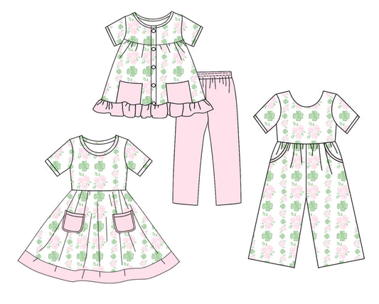 25.10.4 custom each style moq 8 eta 6-8week Sibling Sisters baby girl short sleeve shorts sets and dress and jumpsuit match family design
