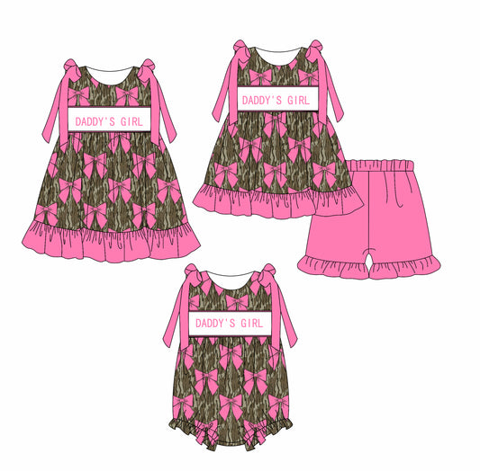 2.18 custom each style moq 5eta 4-6week Sibling Sisters DADDY GIRL baby girl short sleeve shorts sets and dress and rompers match family design