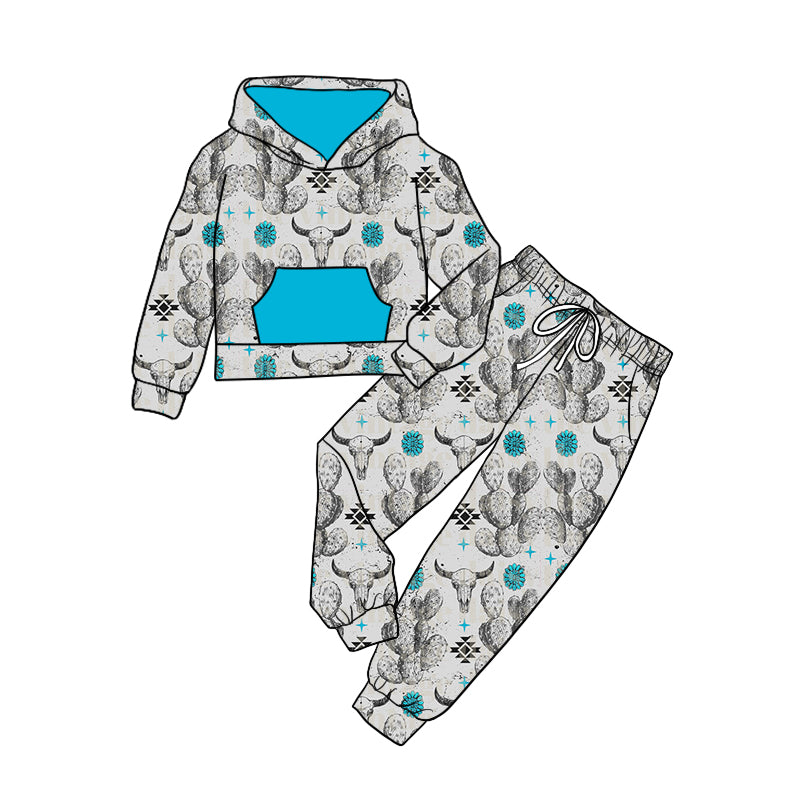 9.2 custom each style moq 5eta 4-6week baby girls clothes cow head hooded long sleeve pants sets