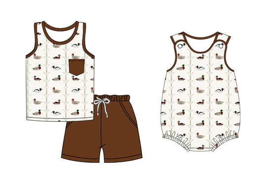 3.13 custom each style moq 5eta 4-6week Sibling Sister duck baby boy short sleeve shorts sets and romper match design
