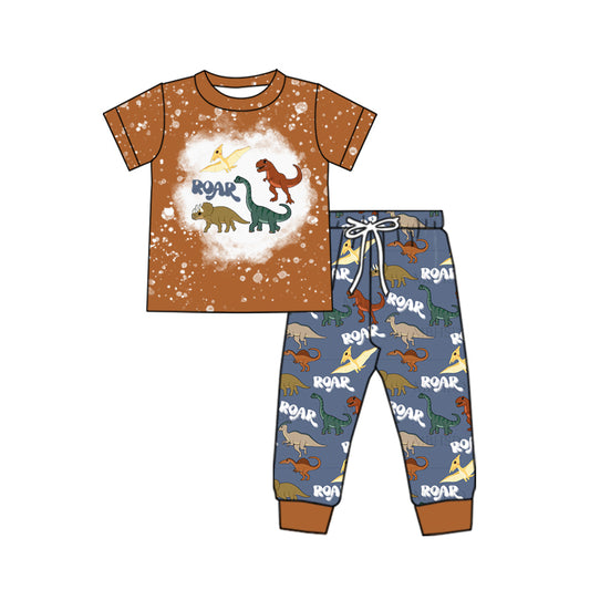 10.17 custom each style moq 5eta 4-6week baby boys clothes dinosaur short sleeve pants sets