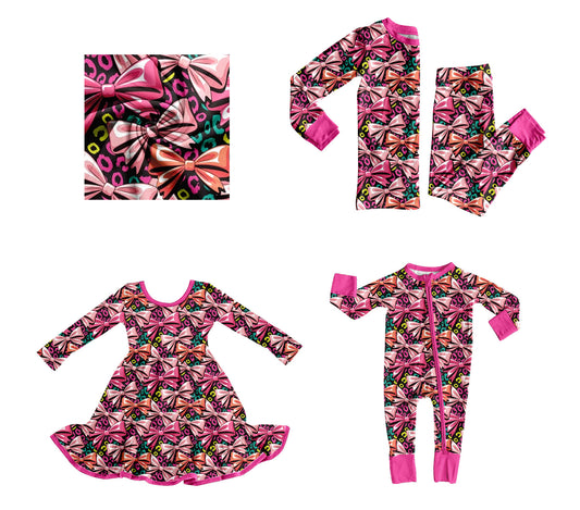 25.9.4 custom each style moq 5eta 4-6week Sibling Sisters bow baby girl long sleeve pants sets and dress and rompers match family design