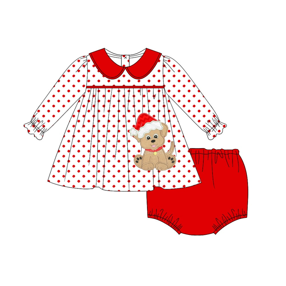 6.4 custom each style moq 5eta 4-6week baby girl clothes Christmas red dot long sleeves briefs suit