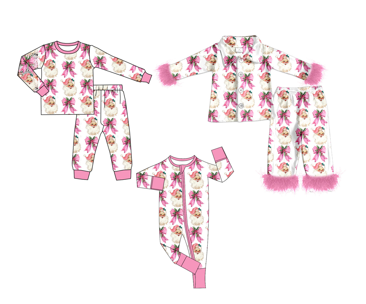 25.6.4 custom each style moq 5eta 4-6week Sibling Sisters Christmas bow pink baby girl long sleeve pants sets 1 and sets 2 and romper match family design